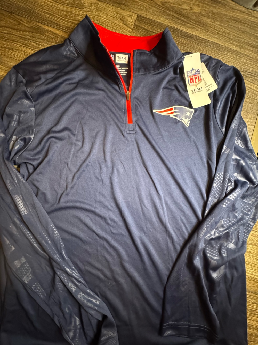 Team Apparel Men's Navy & Red Quarter-Zip Pullover with Patriots Logo
